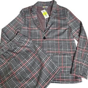 Epic Threads Kids Plaid Blazer Skirt Set Size L 14 16 Gray Red Black Holiday